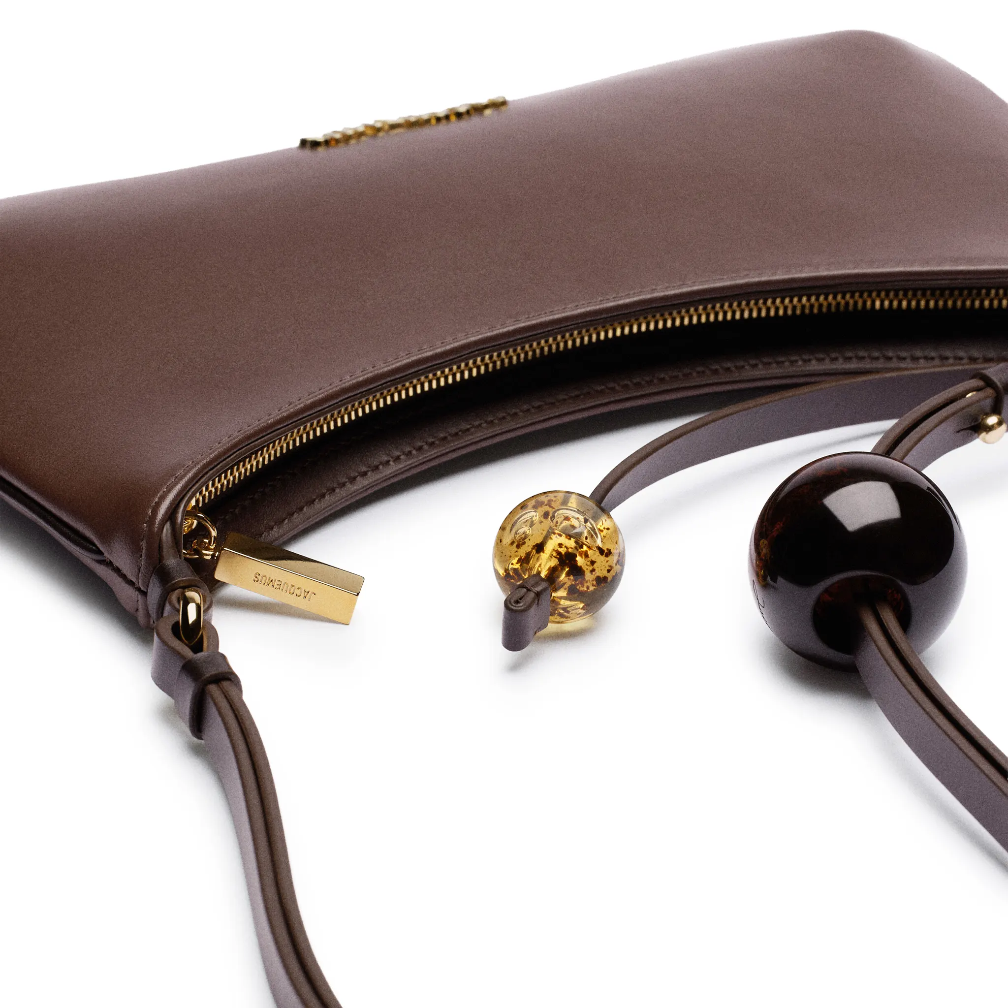 Jacquemus Les Classiques The Bisou Perle Beaded Brown Shoulder Bag